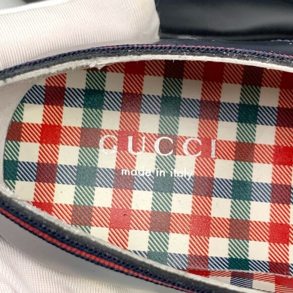 NIB Gucci kids leather shoes with web Midnight Blue Size 33 - Picture 11 of 12